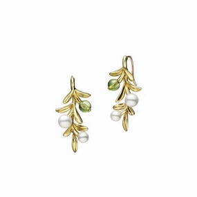 Mikimoto Olive 18ct Green Gold Akoya Cultured Pearl Peridot Earrings