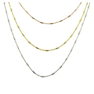 Multi Color 925 Sterling Silver 3 Chain Necklace - ECN00032