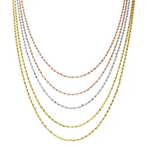 Multi Plated 925 Sterling Silver 5 Strand Bead Necklace - ARN00036TRI