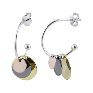 Multi Plated 925 Sterling Silver Dangling Round Charm Earrings - SOE00022