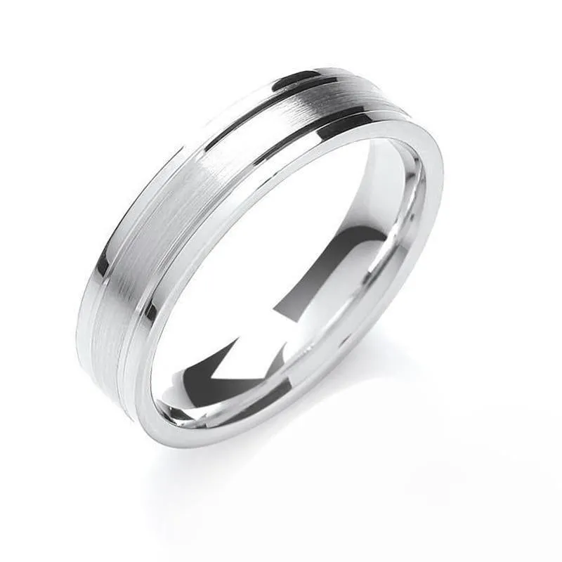 Palladium 5mm Satin Finish Wedding Ring
