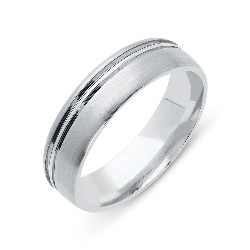 Palladium 6mm Channelled Satin Wedding Ring