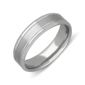 Palladium 6mm Flat Court Shape Satin Wedding Ring