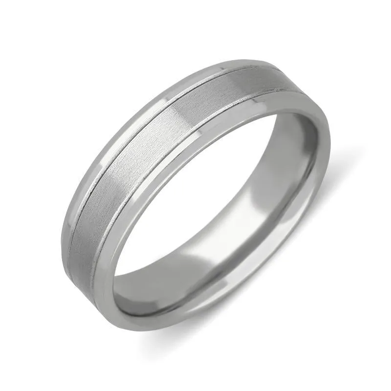 Palladium 6mm Flat Court Shape Satin Wedding Ring