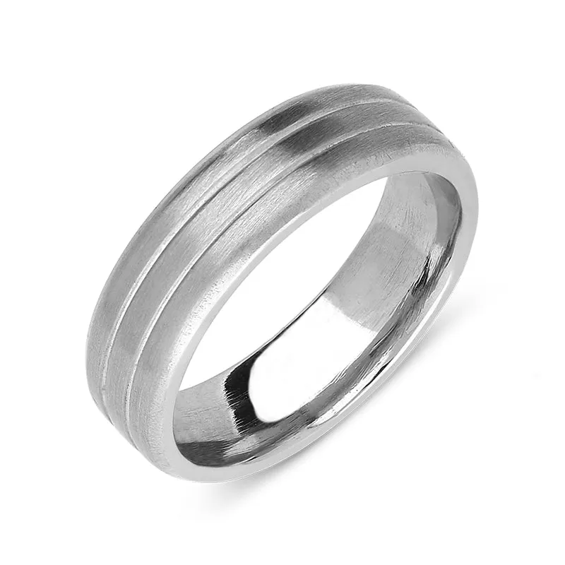 Palladium 6mm Flat Engraved Wedding Ring