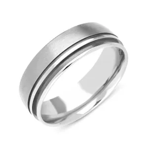 Palladium 7mm Engraved Satin Wedding Ring