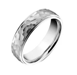 Palladium Satin Hammered 5mm Wedding Band