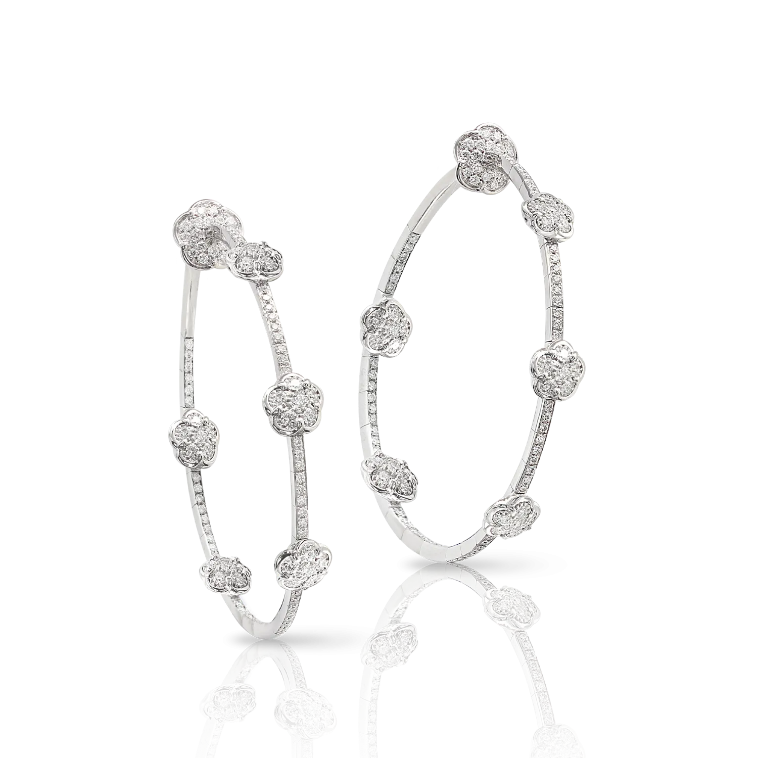 Pasquale Bruni Figlia Dei Fiori 18ct White Gold 2.08ct Diamond Hoop Earrings