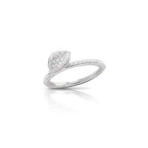 Pasquale Bruni Petit Garden 18ct White Gold Diamond Single Leaf Ring