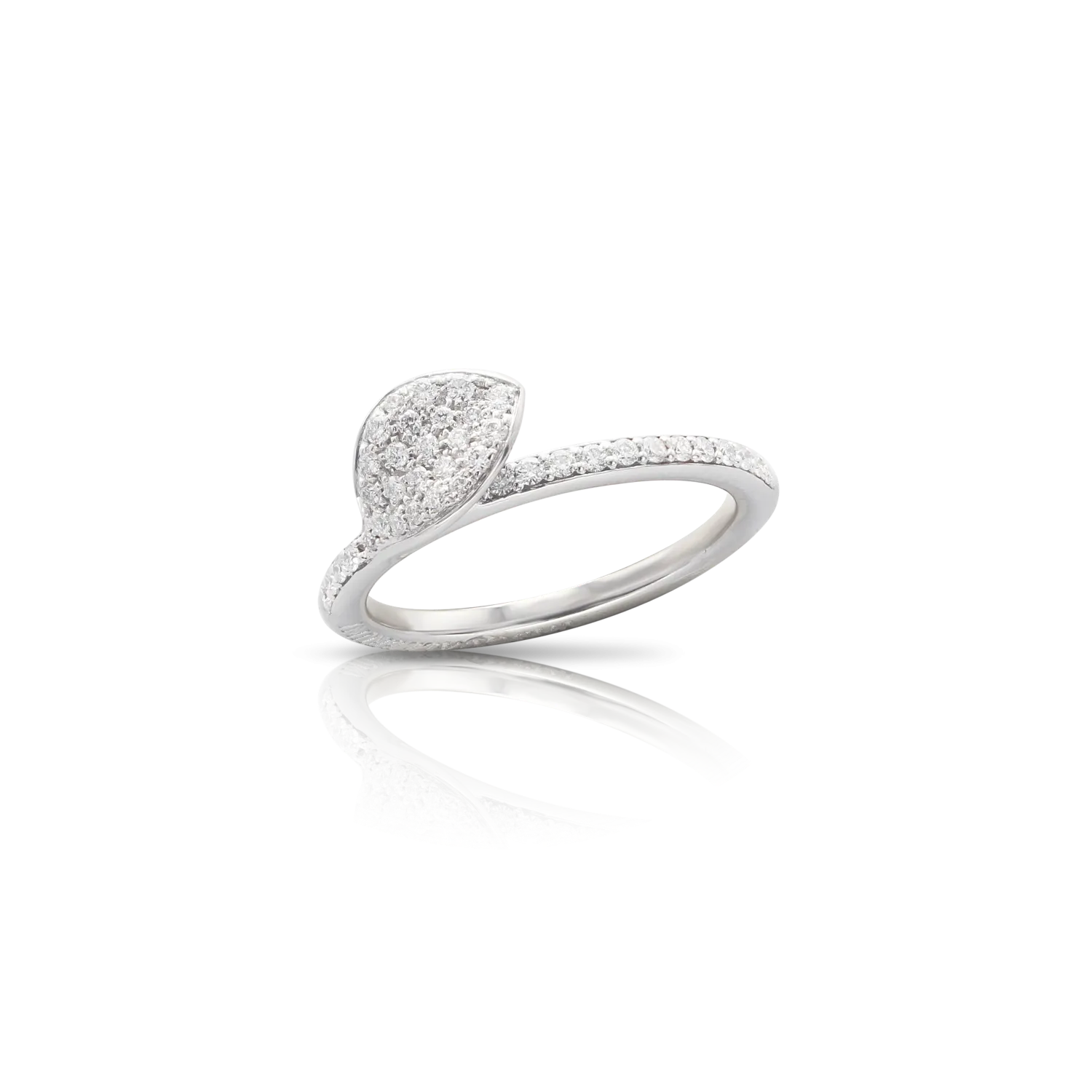 Pasquale Bruni Petit Garden 18ct White Gold Diamond Single Leaf Ring