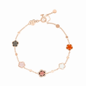Pasquale Bruni Figlia Dei Fiori 18ct Rose Gold Multicoloured Gemstone Diamond Flower Bracelet