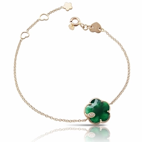 Pasquale Bruni Petit Joli 18ct Rose Gold White and Champagne Diamond Green Agate Bracelet