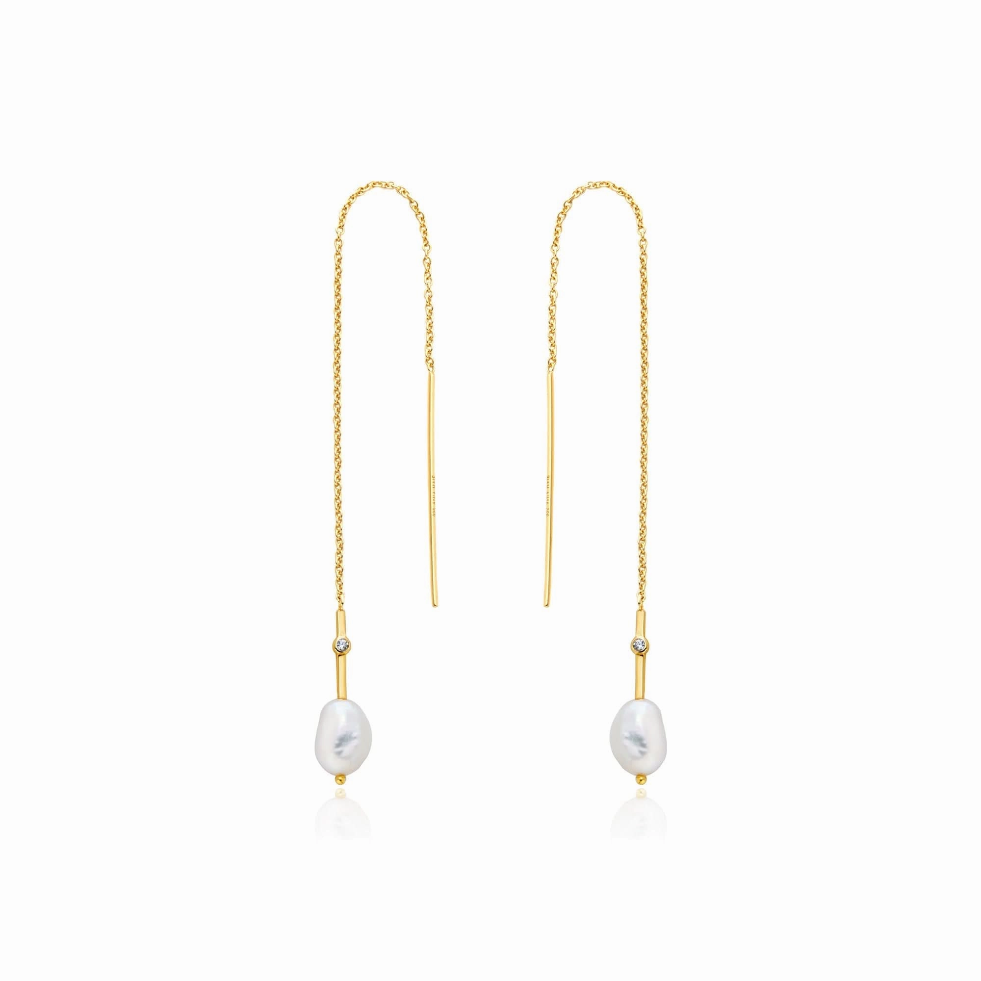 Pearl Threader Earrings  E019-01G