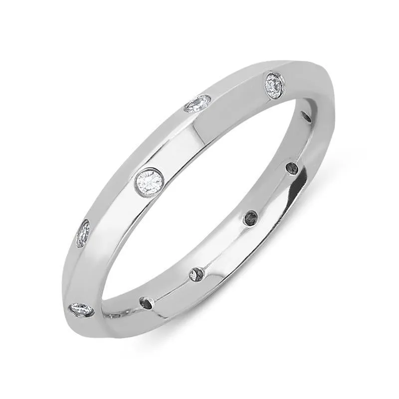 Platinum 0.18ct Diamond Set Wedding Ring D