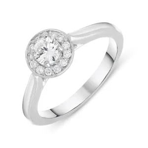 Platinum 0.31ct Diamond Brilliant Cut Halo Ring