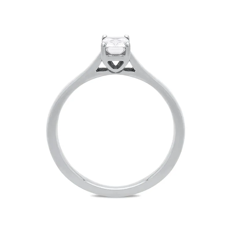 Platinum 0.40ct Diamond Emerald Cut Solitaire Ring D