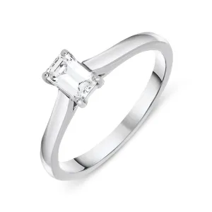 Platinum 0.40ct Diamond Emerald Cut Solitaire Ring D