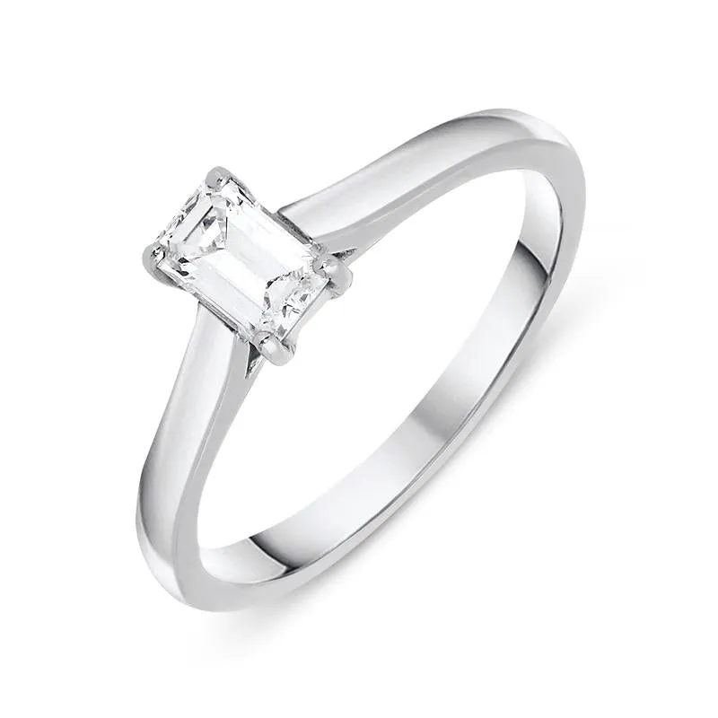 Platinum 0.40ct Diamond Emerald Cut Solitaire Ring D