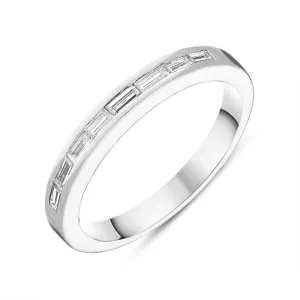 Platinum 0.41ct Diamond Baguette Cut Channel Set Court Ring