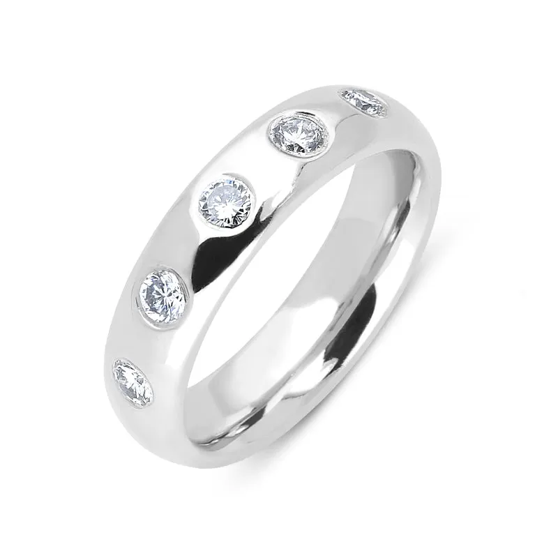 Platinum 0.45ct Diamond Court Shape Wedding Ring