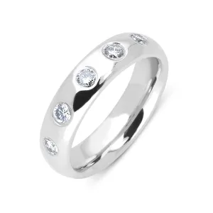 Platinum 0.45ct Diamond Court Shape Wedding Ring