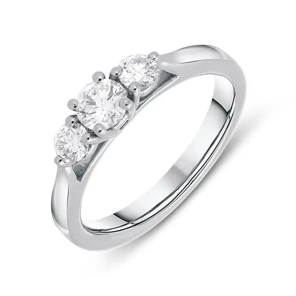 Platinum 0.50ct Diamond Claw Set Trilogy Ring