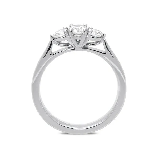 Platinum 0.50ct Diamond Claw Set Trilogy Ring