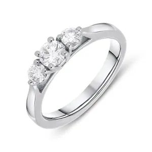 Platinum 0.50ct Diamond Claw Set Trilogy Ring