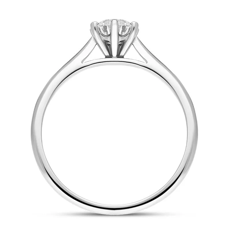 Platinum 0.50ct Diamond Round Brilliant Cut Six Claw Wed Fit Solitaire Ring