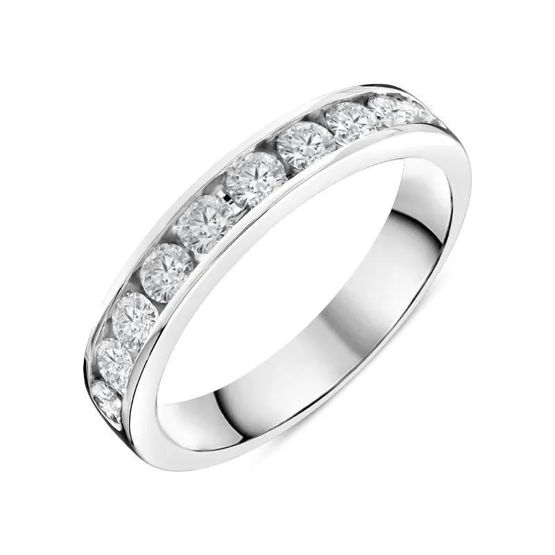 Platinum 0.75ct Diamond Channel Set Wedding Half Eternity Ring