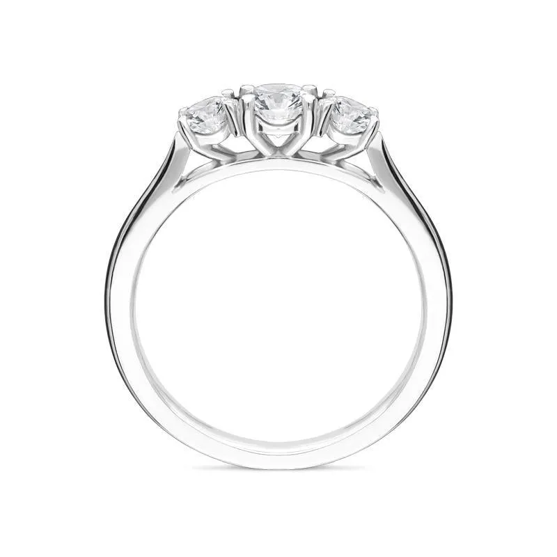 Platinum 0.77ct Diamond Brilliant Cut Trilogy Ring