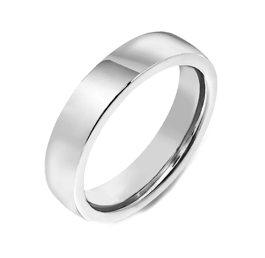 Platinum 4mm Medium Flat Court Shape Wedding Ring