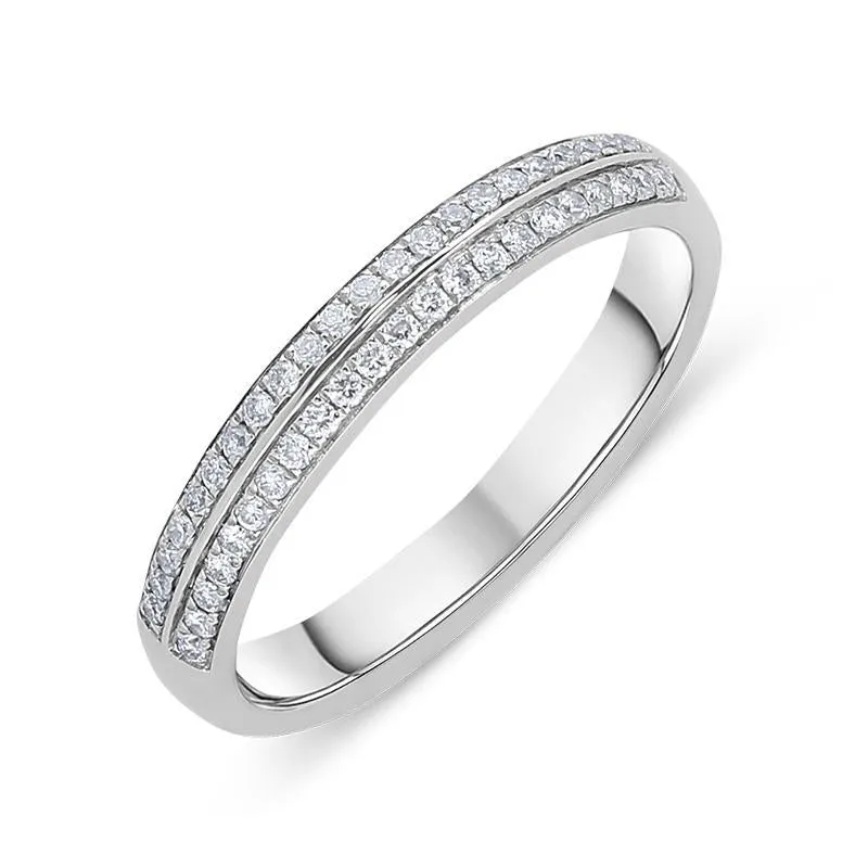 Platinum and  0.15ct Diamond Two Row Half Eternity Ring