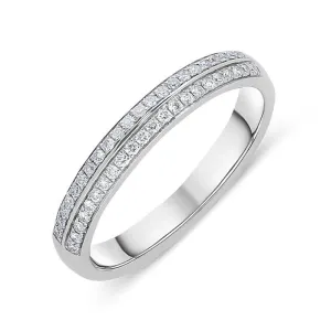 Platinum and  0.15ct Diamond Two Row Half Eternity Ring
