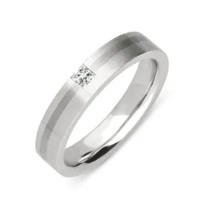 Platinum and 18ct White Gold 0.07ct Diamond Princess Cut Wedding Ring
