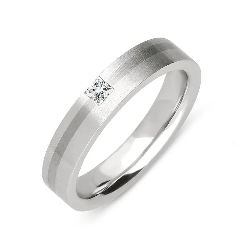 Platinum and 18ct White Gold 0.07ct Diamond Princess Cut Wedding Ring