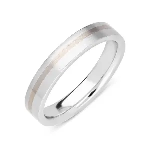 Platinum and 18ct White Gold 4mm Satin Wedding Ring