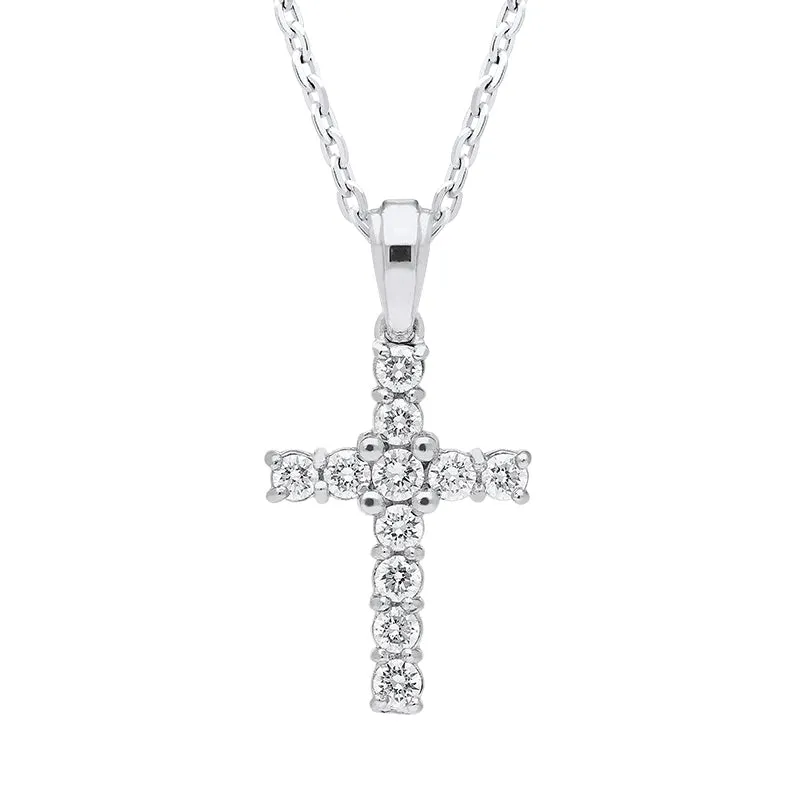 Platinum and Diamond Cross Necklace