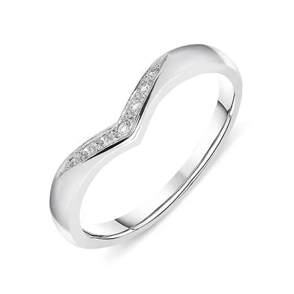 Platinum Diamond 3mm Wishbone Wedding Ring