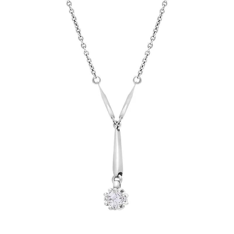 Platinum Diamond Asscher Cut Necklace D