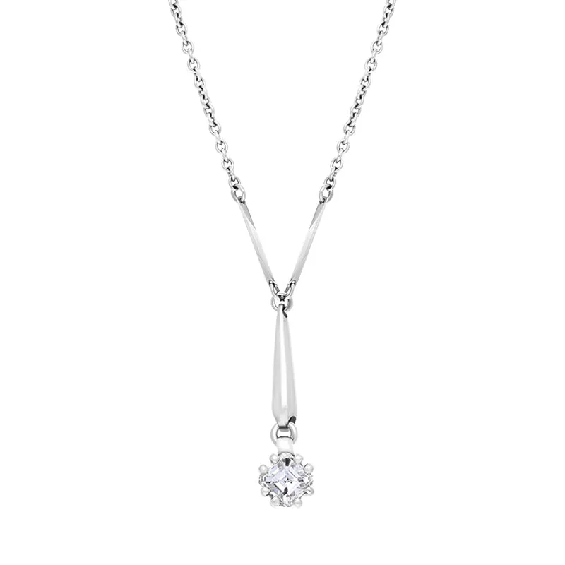 Platinum Diamond Asscher Cut Necklace D