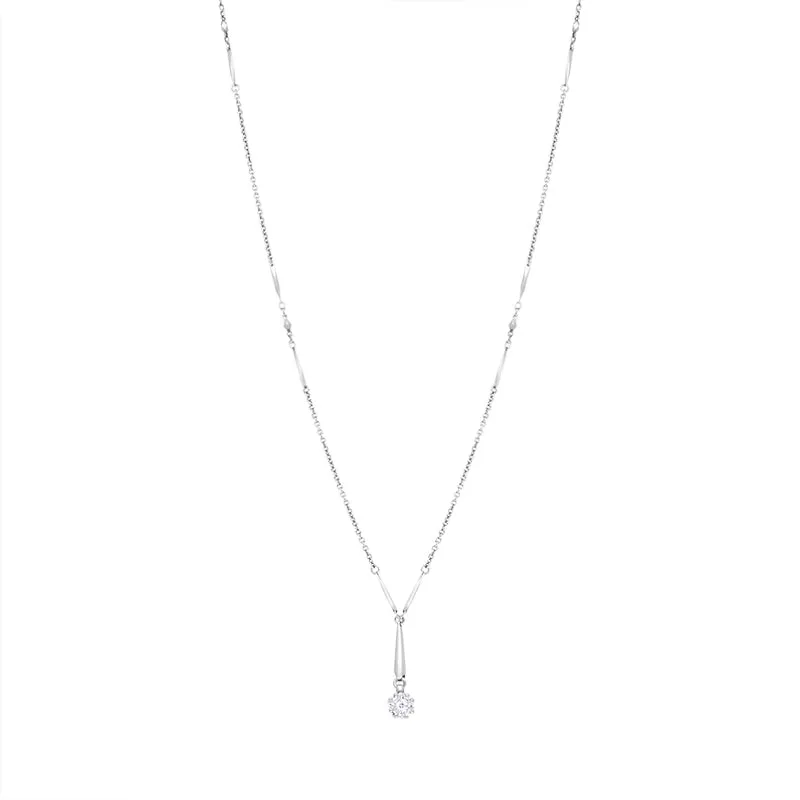 Platinum Diamond Asscher Cut Necklace D