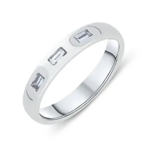 Platinum Diamond Baguette Cut Three Stone Ring