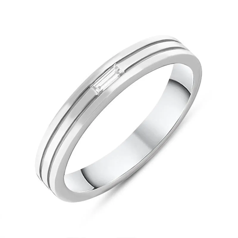 Platinum Diamond Baguette Cut Triple Band Wedding Ring