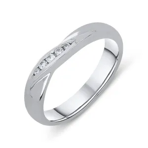 Platinum Diamond Brilliant Cut Crossover Wedding Ring