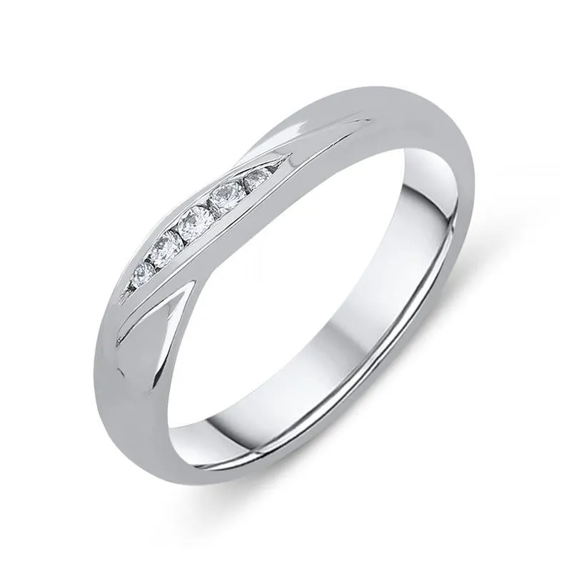 Platinum Diamond Brilliant Cut Crossover Wedding Ring