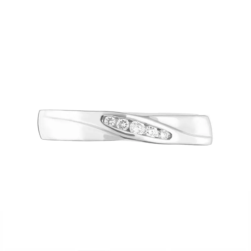 Platinum Diamond Channel Set Fold Wedding Ring