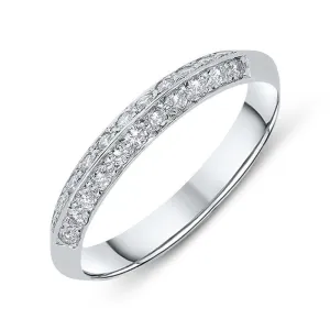 Platinum Diamond Grain Set Wedding Half Eternity Ring
