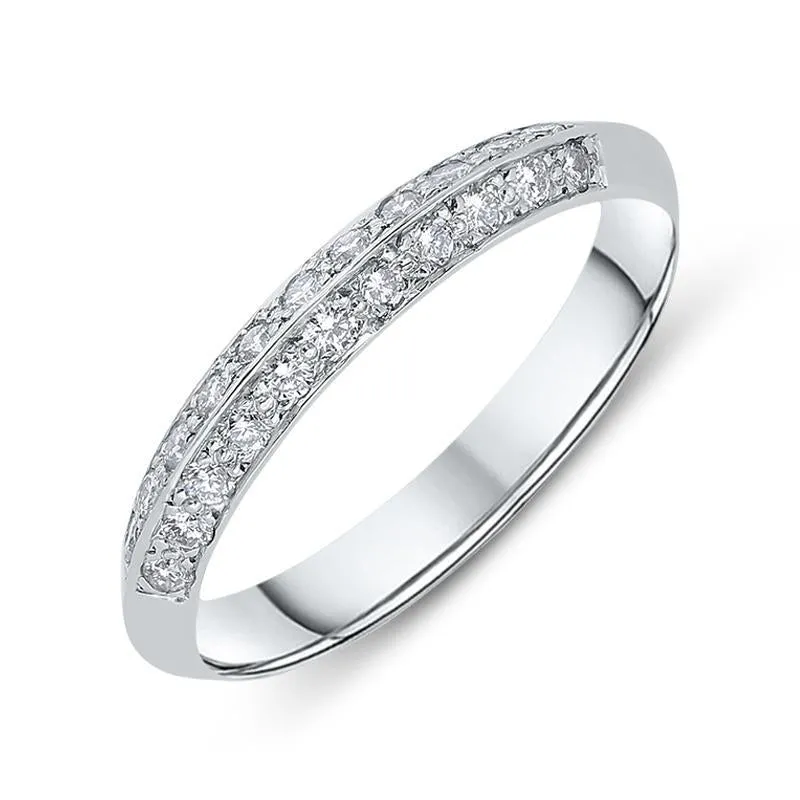 Platinum Diamond Grain Set Wedding Half Eternity Ring