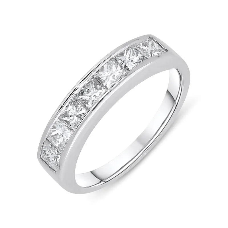 Platinum Diamond Princess Cut Half Eternity Ring